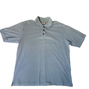 Woolrich Mens M Light Blue Polo Shirt Short Sleeve Garment Dyed Cotton Peru